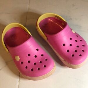 Crocs! Youth yellow / pink style!  Good used condition